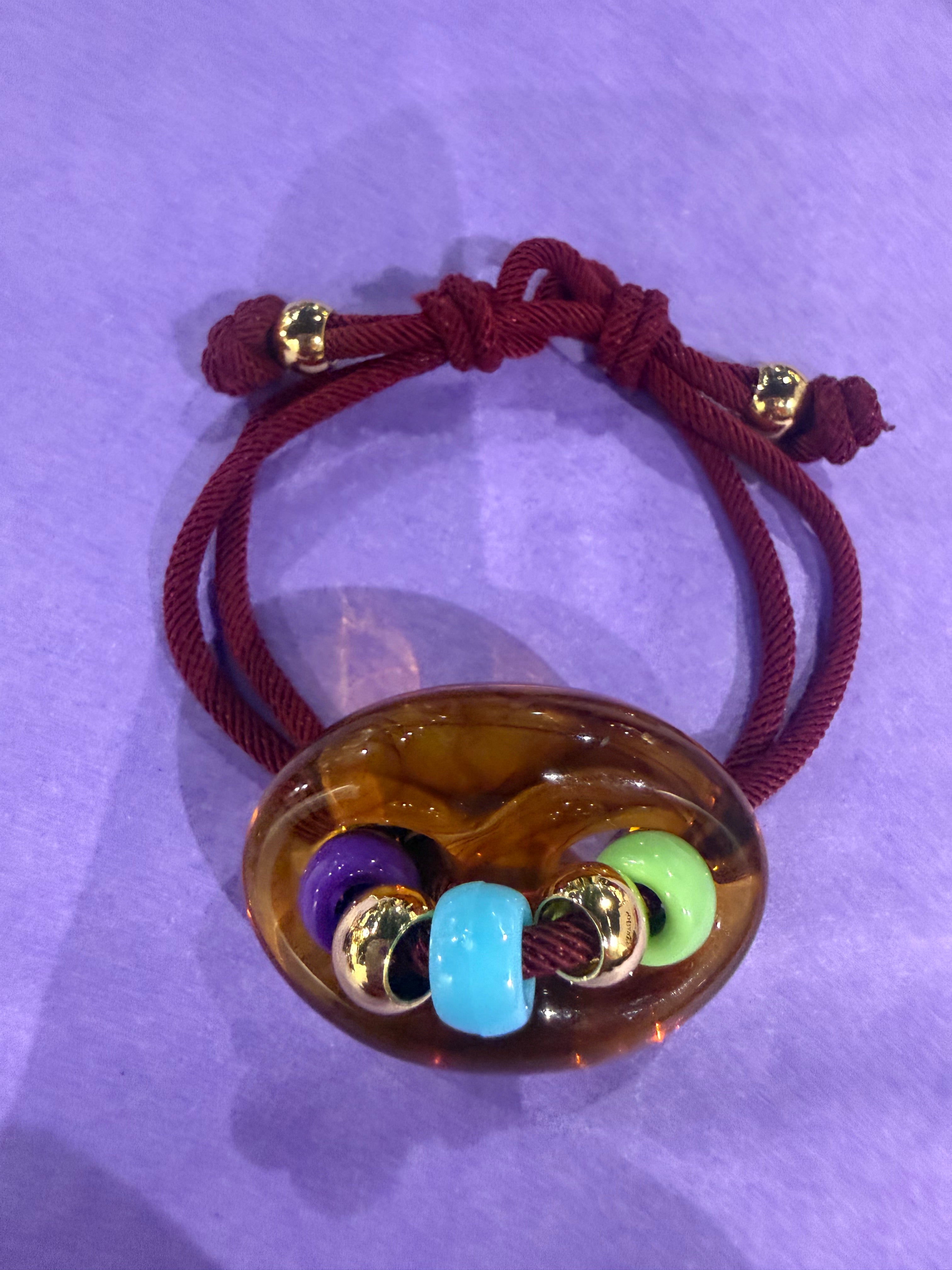 Pulsera estilo Ibiza con cuentas marrones